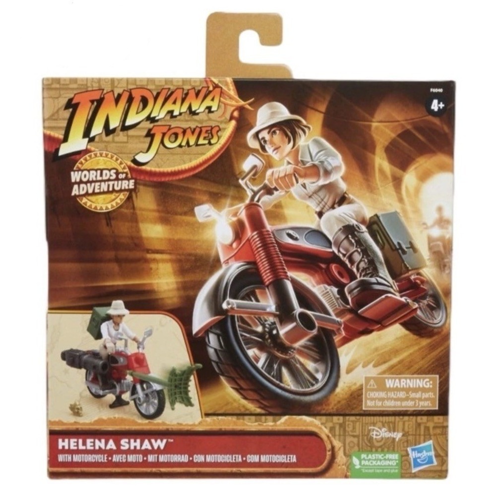 Indiana Jones Worlds Of Adventure Helena Shaw Action Figure Motorcycle Hasbro 4+